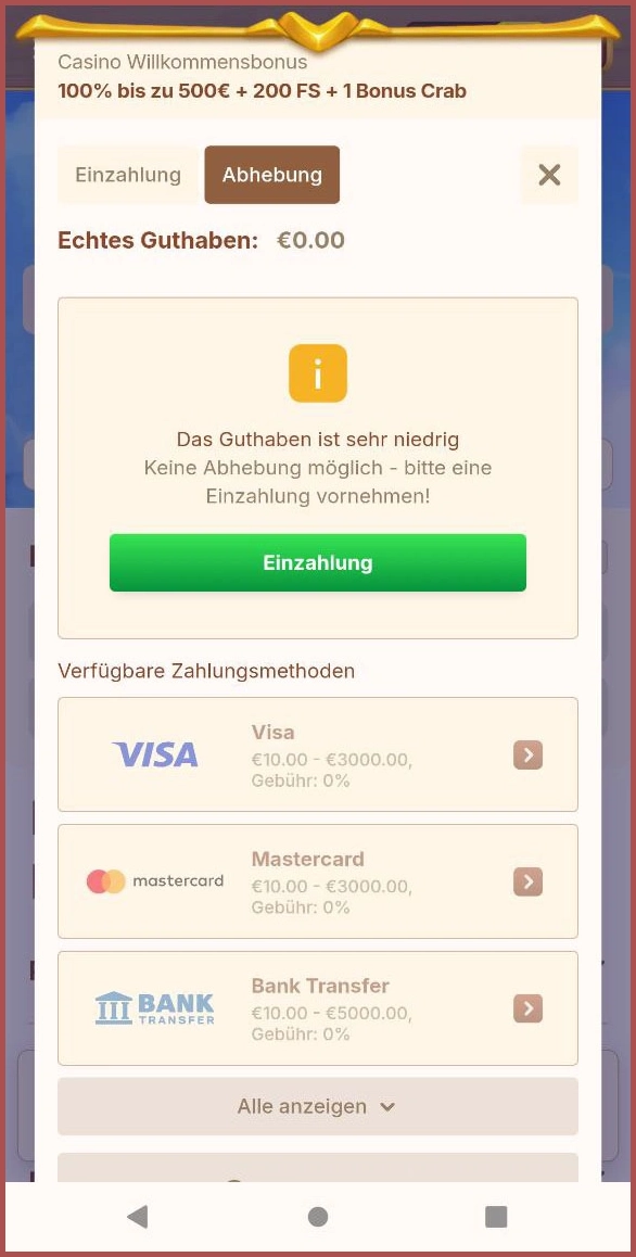 Alle Auszahlungsarten im Bethall Casino erklärt