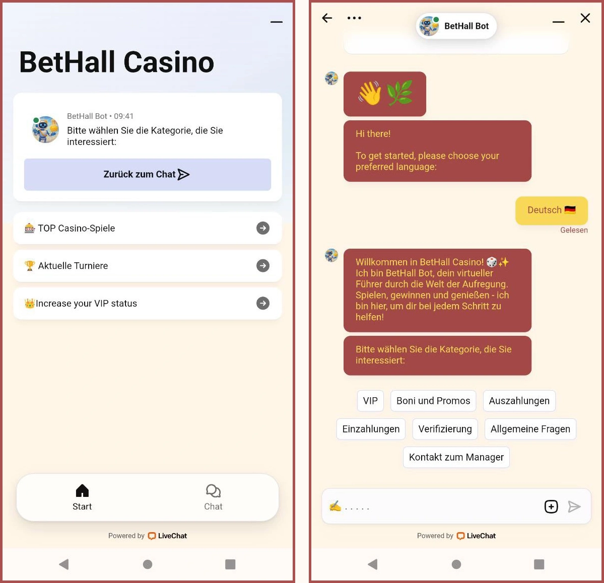 Kontaktmöglichkeiten & Supportinfos bei Bethall Casino