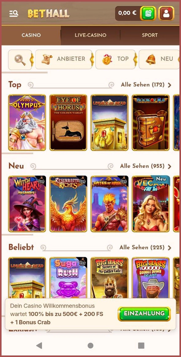 Neue Spielautomaten & frische Slots bei Bethall Casino