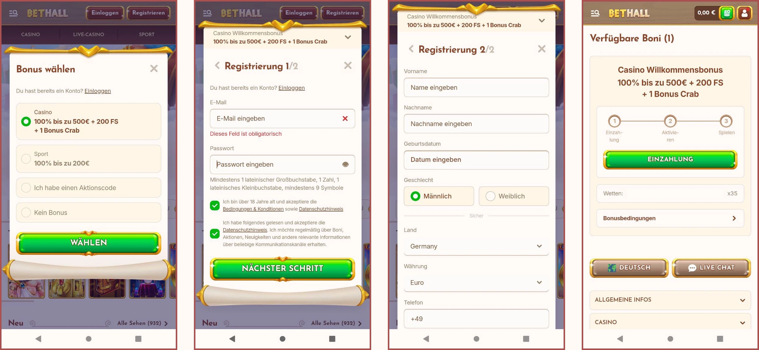 Bethall Registrierungsprozess – schnell & einfach starten