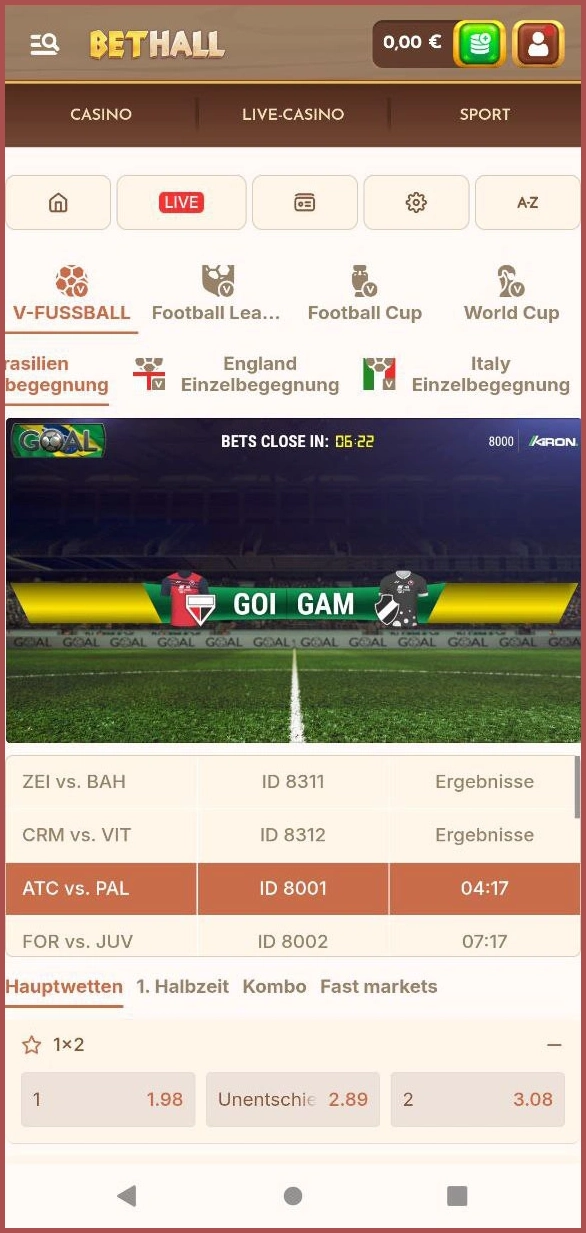 Digitale Sportwetten – virtuelle Optionen bei Bethall